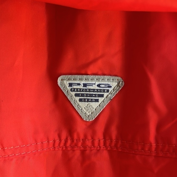 Columbia PFG Tidal Hooded Windbreaker Red Jacket Full Zip Women's Size Large EUC - Picture 8 of 12
